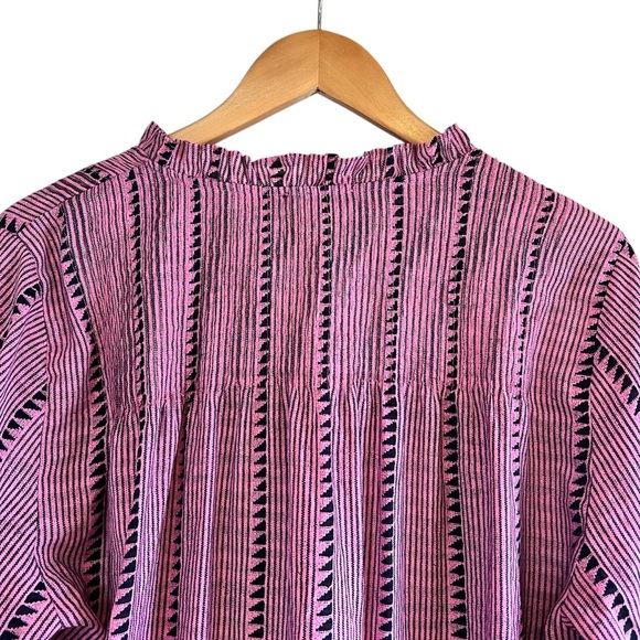 J. Crew long sleeve airy pin tuck ruffled peasant blouse L excellent condition - Picture 8 of 11